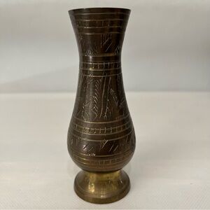 Vintage Etched Brass Mini Bud Vase